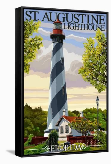 St. Augustine, Florida Lighthouse-Lantern Press-Framed Stretched Canvas