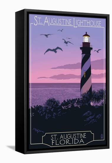 St. Augustine, Florida - Lighthouse-Lantern Press-Framed Stretched Canvas