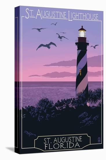 St. Augustine, Florida - Lighthouse-Lantern Press-Stretched Canvas