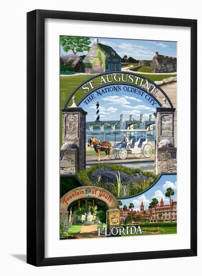 St. Augustine, Florida - Montage Scenes-Lantern Press-Framed Art Print