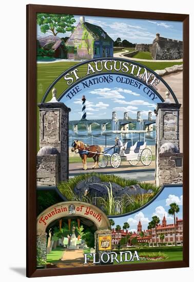 St. Augustine, Florida - Montage Scenes-Lantern Press-Framed Art Print
