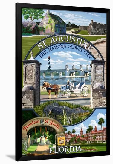 St. Augustine, Florida - Montage Scenes-Lantern Press-Framed Art Print