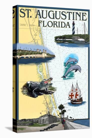 St. Augustine, Florida - Nautical Chart-Lantern Press-Stretched Canvas