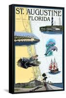 St. Augustine, Florida - Nautical Chart-Lantern Press-Framed Stretched Canvas