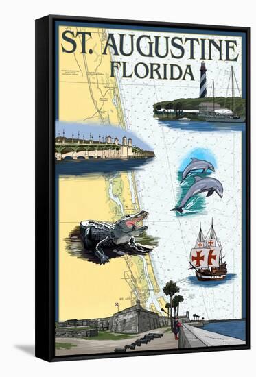 St. Augustine, Florida - Nautical Chart-Lantern Press-Framed Stretched Canvas