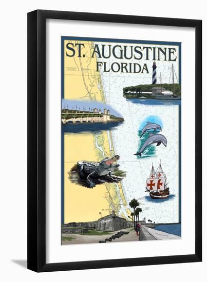 St. Augustine, Florida - Nautical Chart-Lantern Press-Framed Art Print