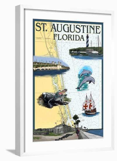 St. Augustine, Florida - Nautical Chart-Lantern Press-Framed Art Print