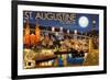 St. Augustine, Florida - Night Scene-Lantern Press-Framed Premium Giclee Print