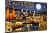 St. Augustine, Florida - Night Scene-Lantern Press-Mounted Art Print