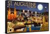 St. Augustine, Florida - Night Scene-Lantern Press-Framed Stretched Canvas