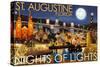 St. Augustine, Florida - Nights of Lights - Night Scene-Lantern Press-Stretched Canvas