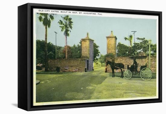 St. Augustine, Florida - Old City Gates View-Lantern Press-Framed Stretched Canvas