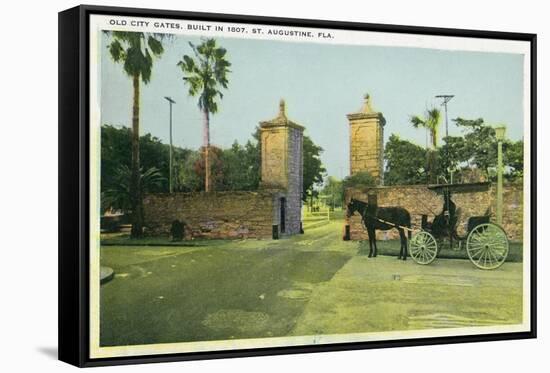 St. Augustine, Florida - Old City Gates View-Lantern Press-Framed Stretched Canvas