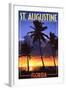 St. Augustine, Florida - Palms and Sunset-Lantern Press-Framed Art Print