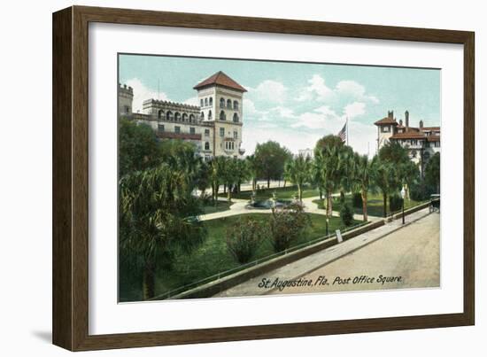 St. Augustine, Florida - Post Office Square View-Lantern Press-Framed Art Print