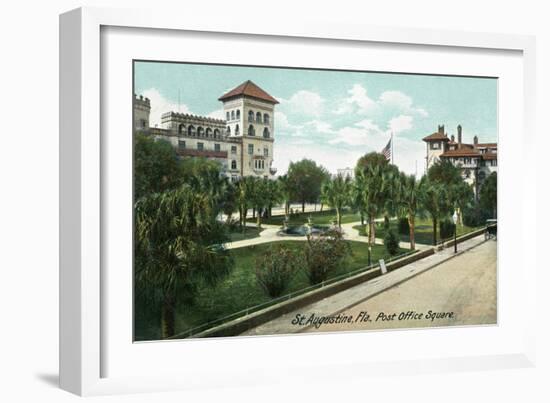 St. Augustine, Florida - Post Office Square View-Lantern Press-Framed Art Print