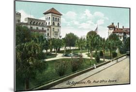 St. Augustine, Florida - Post Office Square View-Lantern Press-Mounted Art Print