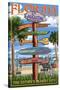 St. Augustine, Florida - Sign Destinations-Lantern Press-Stretched Canvas