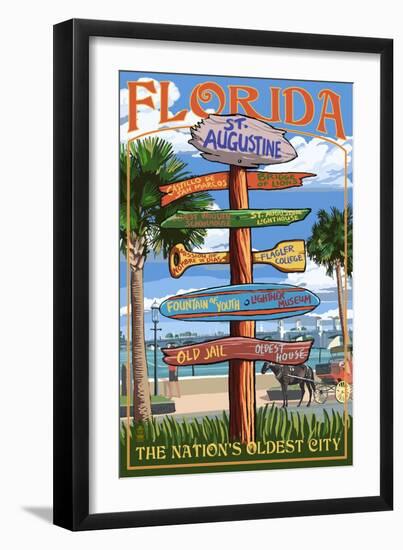 St. Augustine, Florida - Sign Destinations-Lantern Press-Framed Art Print
