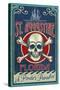 St Augustine, Florida - Skull and Crossbones-Lantern Press-Stretched Canvas