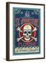 St Augustine, Florida - Skull and Crossbones-Lantern Press-Framed Art Print