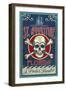 St Augustine, Florida - Skull and Crossbones-Lantern Press-Framed Art Print