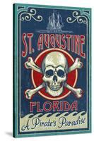St Augustine, Florida - Skull and Crossbones-Lantern Press-Stretched Canvas
