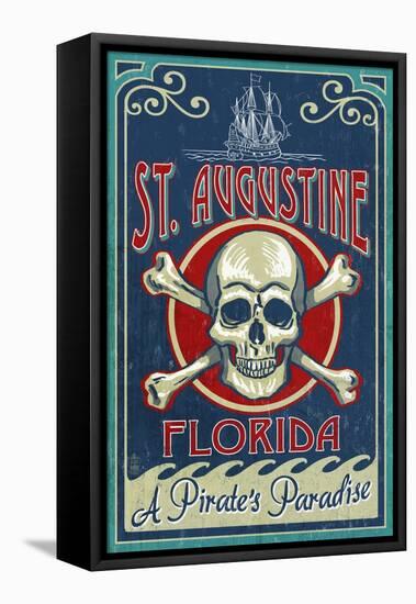 St Augustine, Florida - Skull and Crossbones-Lantern Press-Framed Stretched Canvas