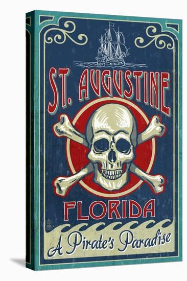 St Augustine, Florida - Skull and Crossbones-Lantern Press-Stretched Canvas