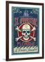 St Augustine, Florida - Skull and Crossbones-Lantern Press-Framed Art Print