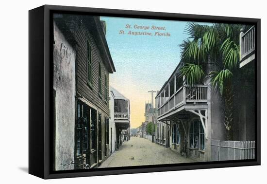 St. Augustine, Florida - St. George Street Scene-Lantern Press-Framed Stretched Canvas