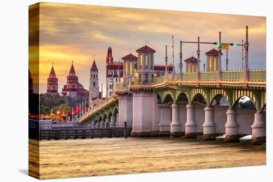 St. Augustine, Florida, USA City Skyline and Bridge of Lions.-SeanPavonePhoto-Stretched Canvas
