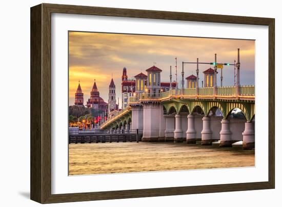 St. Augustine, Florida, USA City Skyline and Bridge of Lions.-SeanPavonePhoto-Framed Photographic Print