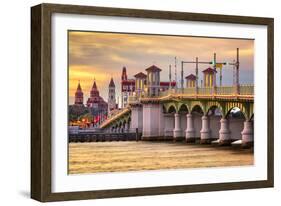 St. Augustine, Florida, USA City Skyline and Bridge of Lions.-SeanPavonePhoto-Framed Photographic Print