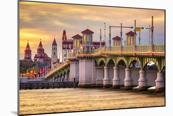 St. Augustine, Florida, USA City Skyline and Bridge of Lions.-SeanPavonePhoto-Mounted Photographic Print