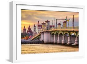 St. Augustine, Florida, USA City Skyline and Bridge of Lions-Sean Pavone-Framed Photographic Print