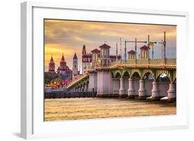 St. Augustine, Florida, USA City Skyline and Bridge of Lions-Sean Pavone-Framed Photographic Print