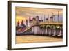 St. Augustine, Florida, USA City Skyline and Bridge of Lions-Sean Pavone-Framed Photographic Print