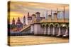 St. Augustine, Florida, USA City Skyline and Bridge of Lions-Sean Pavone-Stretched Canvas