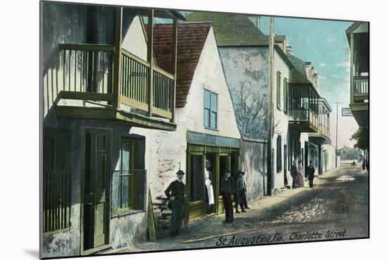 St. Augustine, Florida - View Down Charlotte Street-Lantern Press-Mounted Art Print