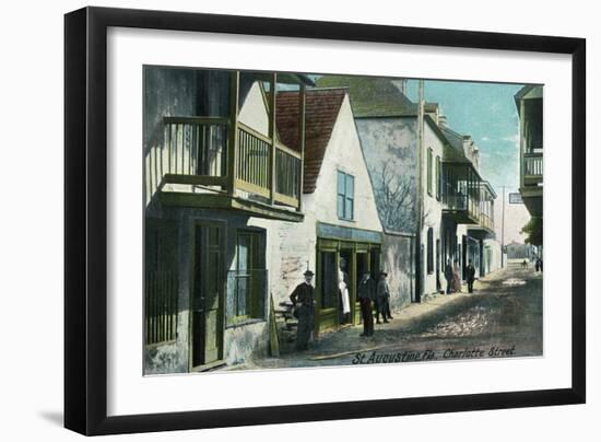 St. Augustine, Florida - View Down Charlotte Street-Lantern Press-Framed Art Print