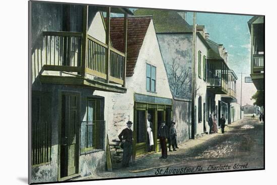 St. Augustine, Florida - View Down Charlotte Street-Lantern Press-Mounted Art Print