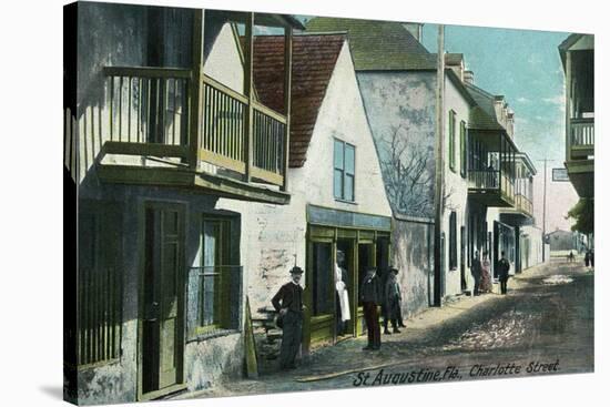 St. Augustine, Florida - View Down Charlotte Street-Lantern Press-Stretched Canvas