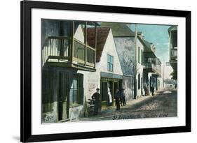 St. Augustine, Florida - View Down Charlotte Street-Lantern Press-Framed Premium Giclee Print