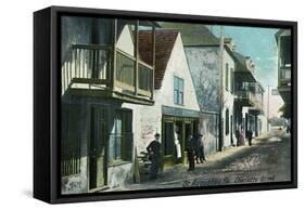 St. Augustine, Florida - View Down Charlotte Street-Lantern Press-Framed Stretched Canvas