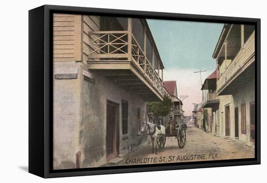 St. Augustine, Florida - View of Charlotte St.-Lantern Press-Framed Stretched Canvas