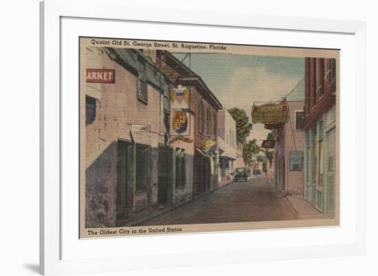 St. Augustine, Florida - View of St. George St. No.2-Lantern Press-Framed Premium Giclee Print