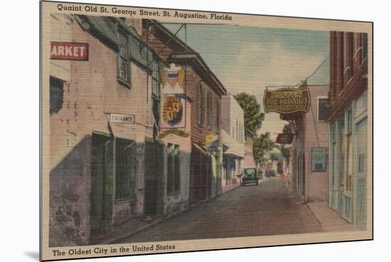 St. Augustine, Florida - View of St. George St. No.2-Lantern Press-Mounted Premium Giclee Print