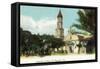 St. Augustine, Florida - View of the Cathedral from the Plaza-Lantern Press-Framed Stretched Canvas