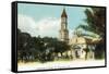 St. Augustine, Florida - View of the Cathedral from the Plaza-Lantern Press-Framed Stretched Canvas